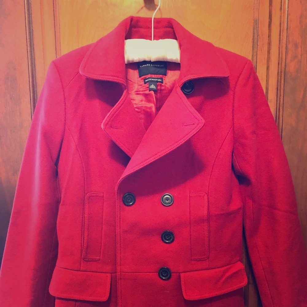 Banana Republic red wool peacoat